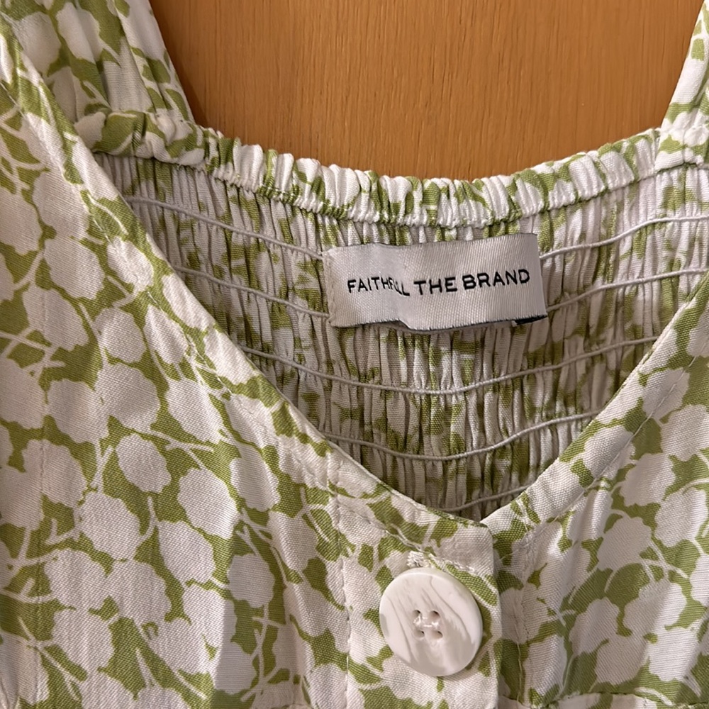 Faithfull the Brand Women’s Floral Smocked Sleeveless Jumpsuit Green Size 6-8 - Picture 4 of 15